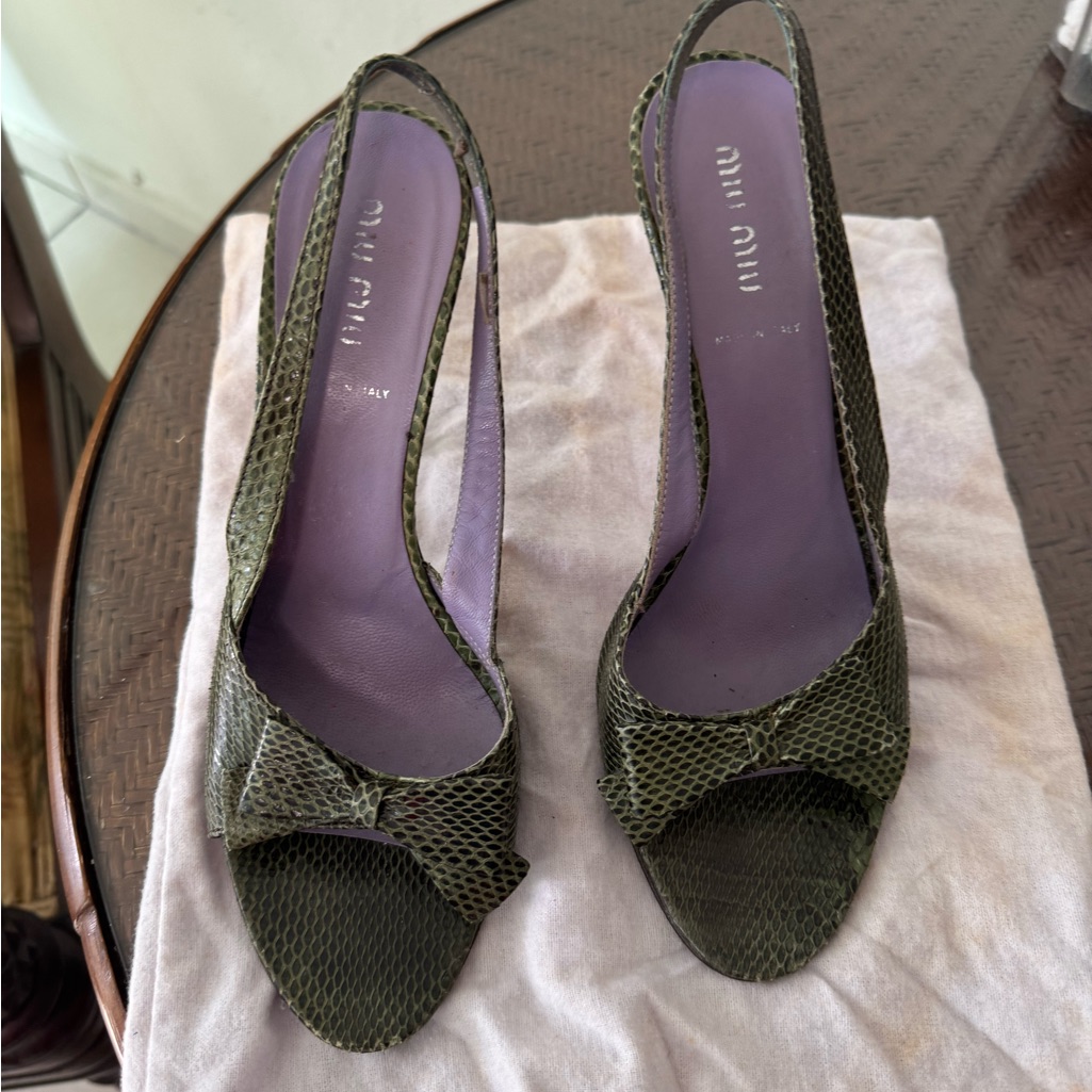 Vintage Miu Miu Green Slingback Heels